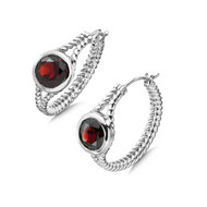 Garnet Earrings in Sterling Silver