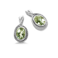 Green Amethyst Earrings in Sterling Silver