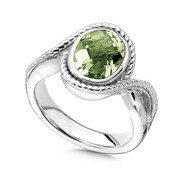 Green Amethyst Ring in Sterling Silver