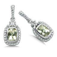 Green Amethyst Earrings in Sterling Silver