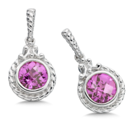 Pink Sapphire Earrings in Sterling Silver