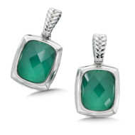 Green Agate Earrings in Sterling Silver