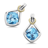 Blue Topaz Earrings in 18k Gold & Sterling Silver