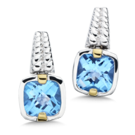 Blue Topaz Earrings in 18k & Sterling Silver