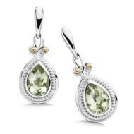 Green Amethyst Earrings in 18k Gold & Sterling Silver