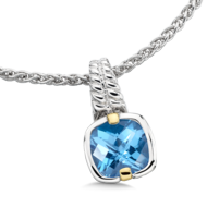 Blue Topaz Pendant in 18k Gold & Sterling Silver