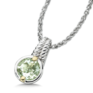 Green Amethyst Pendant in 18k Gold & Sterling Silver