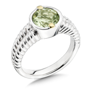 Green Amethyst Ring in 18k Gold & Sterling Silver