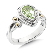 Green Amethyst Ring in 18k Gold & Sterling Silver