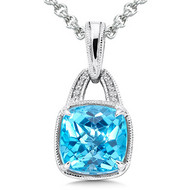 Blue Topaz  Pendant in Silver Sterling