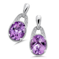 Amethyst & Diamond Earrings in Sterling Silver