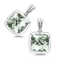 Green Amethyst Earrings in Sterling Silver