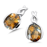 Honey Citrine Earrings in Sterling Silver