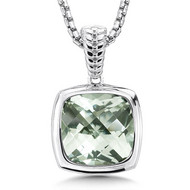 Green Amethyst Pendant in Sterling Silver