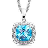  Blue Topaz Pendant in Sterling Silver