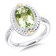 Green Amethyst Ring in 18k Gold & Sterling Silver