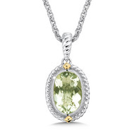 Green Amethyst Pendant in 18k Gold & Sterling Silver