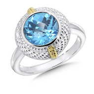 Blue Topaz Ring in 18k Gold & Sterling Silver