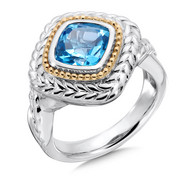 Blue Topaz Ring in 18k Gold & Sterling Silver