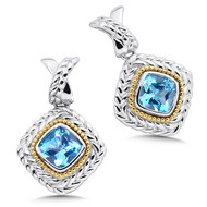 Blue Topaz Earrings in 18k Gold & Sterling Silver