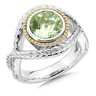 Green Amethyst Ring in 18k Gold & Sterling Silver