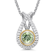 Green Amethyst Pendant in 18k Gold & Sterling Silver