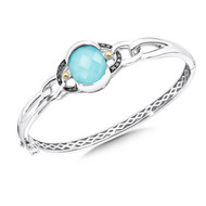 Turquoise & Black Diamond Bracelet in 18k Gold & Sterling Silver