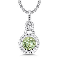 Green Amethyst Pendant in Sterling Silver