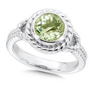 Green Amethyst Ring in Sterling Silver