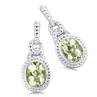 Green Amethyst Earrings in Sterling Silver