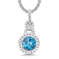 Blue Topaz Pendant in Sterling Silver