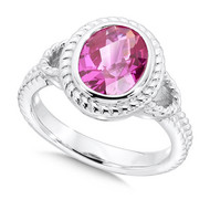 Pink Sapphire Ring in Sterling Silver