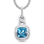 Blue Topaz Pendant in Sterling Silver