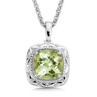 Green Amethyst Pendant in Sterling Silver