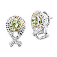 Green Amethyst Earrings in 18k Gold & Sterling Silver