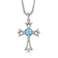 Blue Topaz Pendant in Sterling Silver