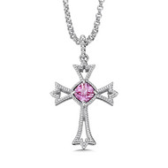 Pink Sapphire Pendant in Sterling Silver