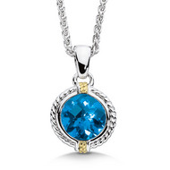 London Blue Topaz Pendant in 18k Gold & Sterling Silver