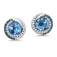 Blue Topaz & Blue Diamond Earrings