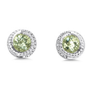 Green Amethyst & Diamond Earrings