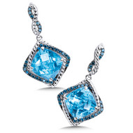 Blue Topaz & Blue Diamond Earrings in Sterling Silver