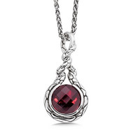 Garnet Serpentine Pendant in Sterling Silver