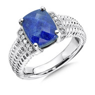 Lapis - Diamond Ring in Sterling Silver