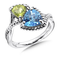 Peridot & Blue Topaz Ring in Sterling Silver