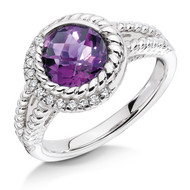 Amethyst & Diamond Ring in Sterling Silver