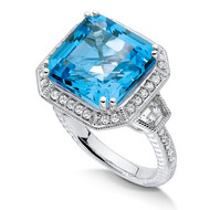 Blue Topaz & Diamond Ring in Sterling Silver