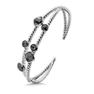 Hematite Bangle Cuff in Sterling Silver