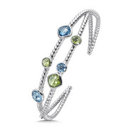 Peridot & Blue Topaz Bangle Cuff in Sterling Silver