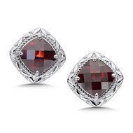 Garnet Earrings in Sterling Silver