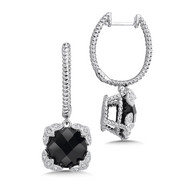 Onyx & Diamond Earrings in Sterling Silver